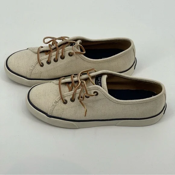 SPERRY TOP-SIDER WOMENS CANVAS BOAT SHOES SZ 8M, LIKE NEW, PREOWNED - Picture 4 of 7